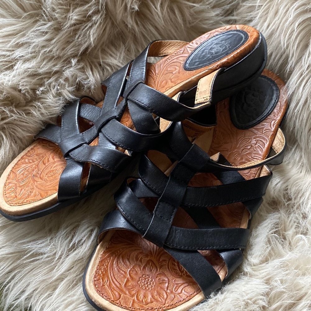 Arita Black Leather shoes Sandals 10B